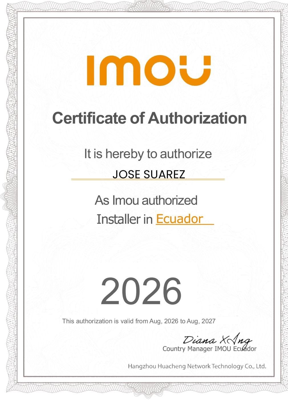 Certificado de Imou